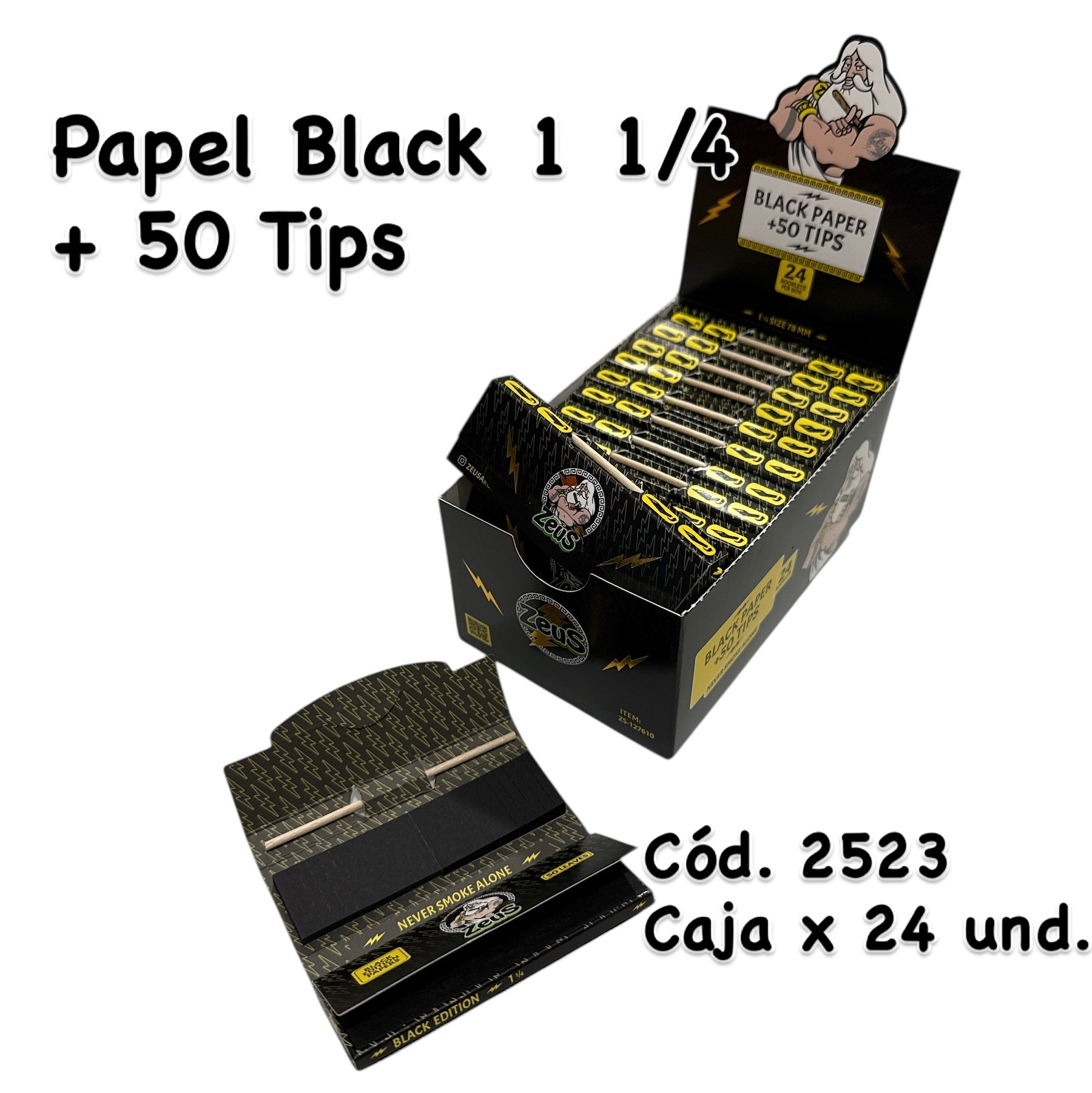Papel Zeus Black 1 1-4  mas Tips