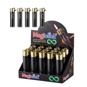 ENCENDEDOR MAGICLICK ECO NEGRO DORADO CAJA X 15 UND COD 1044