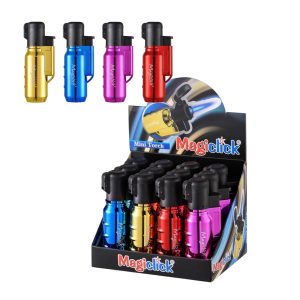 ENCENDEDOR MAGICLICK MINI TORCH METAL SHINNY CAJA X 12 UND COD 2630